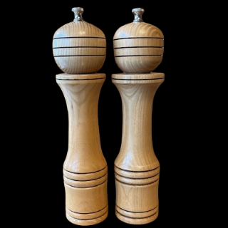 Salt and Pepper Mill Set Ash Wood 10"