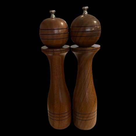 Salt and Pepper Mill Set Black Walnut Wood 12"
