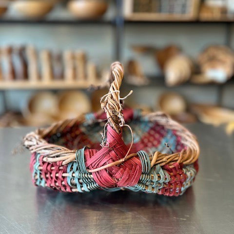 Marketing Basket Burgundy/Turquoise