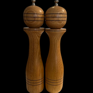 Salt and Pepper Mill Set Red Oak Wood 12"