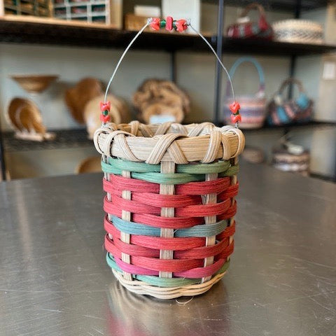 Ornament Basket Reds and Greens
