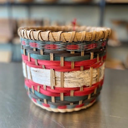 Round Red/Green Basket with Birch