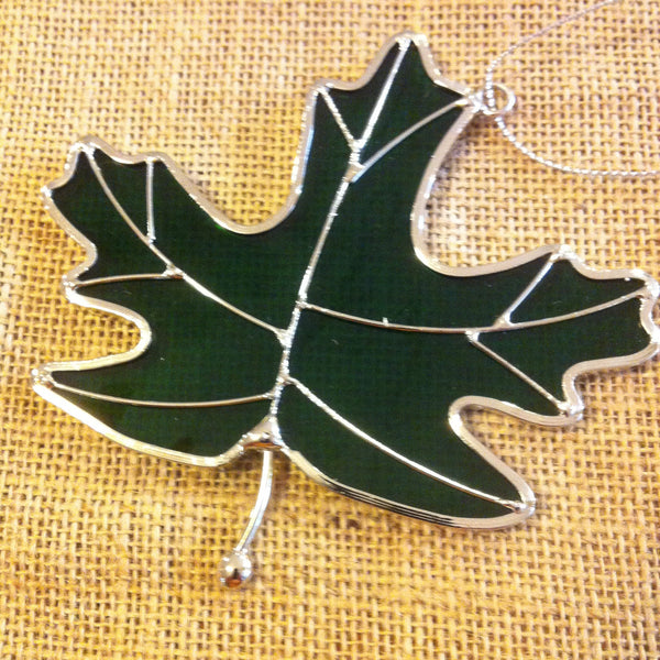 Green Stained Glass Leaf