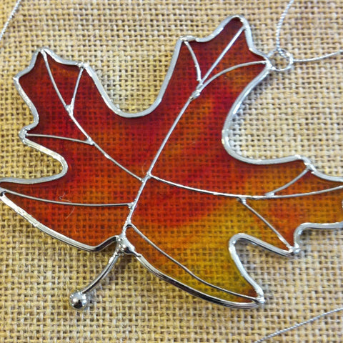 Amber Stained Glass Leaf