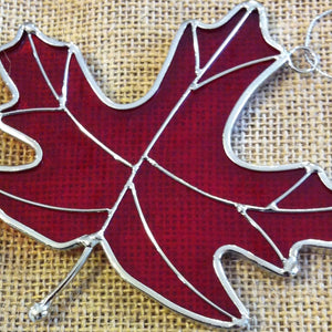Red Stained Glass Leaf