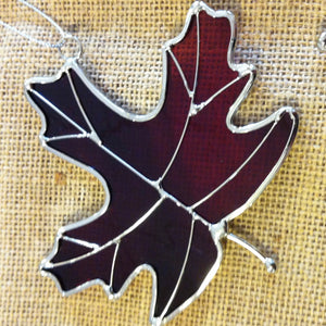 Special Red Stained Glass Leaf